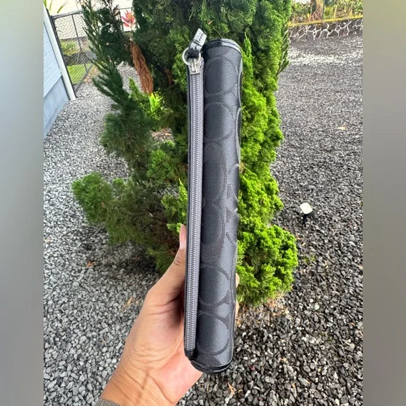 Coach Soho pleated signature Leather trifold Black and Gray check Wallet - Picture 9 of 10